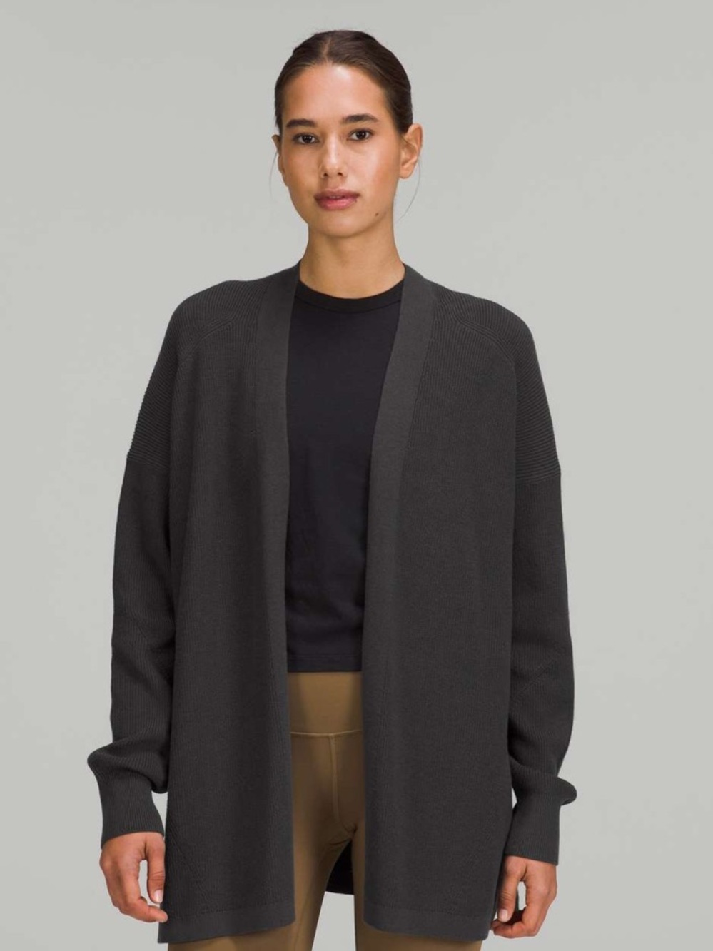 Lululemon Side Slit Sweater Wrap Graphite Grey cardigan size 4 SM knit oversized